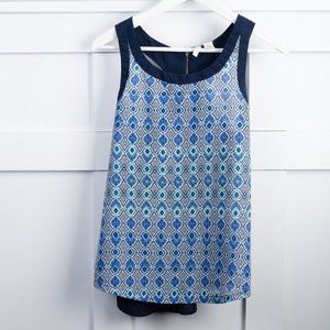 JAPNA Navy & blue pattern tank top size XS